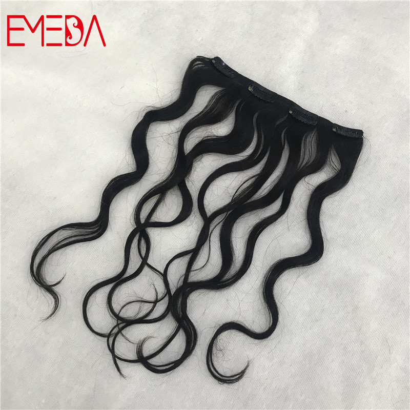 Natural virgin human hair clip in hair extensions for black woman girls body wave wavy YJ305
